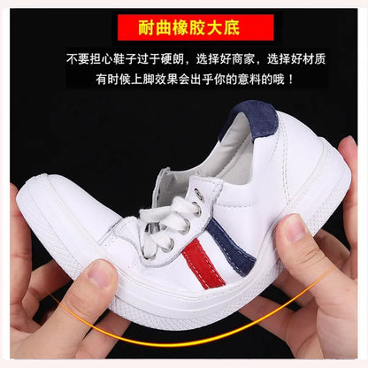 Leather shoes white 2020 spring, autumn, and winter casual shoes flat soled  soft soled breathable sports shoes