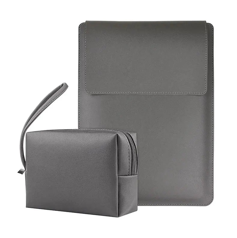 Custom Name Leather 14 Inch Laptop Bag Set Large Capacity Mouse USB Storage Bag Business Computer Stand Waterproof Briefcase