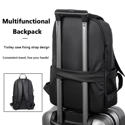 New Fashion Men PU Leather Backpack Black School Bags for Teenager 15.6 Inch Laptop Backpacks Mochila Masculina High Quality