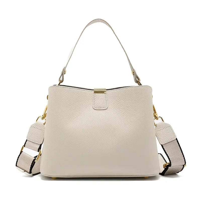 Women's Natural Cow Real Leather Bag Ladies Casual Commuter Shoulder Bags Female Fashion Luxury Retro Crossbody Cowhide Handbag