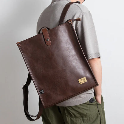Leather Man Laptop Bags Fashion Business Men Backpacks Retro Male Travel Bag Men School Bags