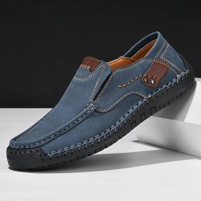 Handmade Leather Men Shoes Casual Comfortable Slip on Loafers Men Leather Shoes Flats Walking Shoes