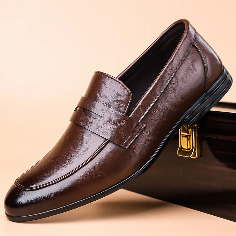 Men's Leather Shoes 2025 New High-quality Business Casual Shoes Men Loafers Spring Autumn Luxury Designer Dress Shoes Size 39-44