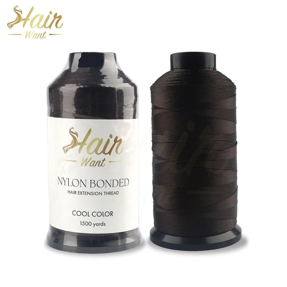 Hair Want 1500 Yards Bonded Nylon Sewing Thread Leather Upholstery Weaving Hair Thread for Hair Beauty Salon Weft Extensions