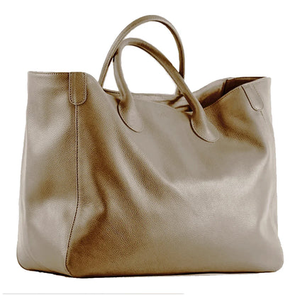 Oversize Tote Bag for Women Genuine Leather Handbags and Purses Cowhide Brown Large Shopper Bag Female Travel Handbag 2021 New