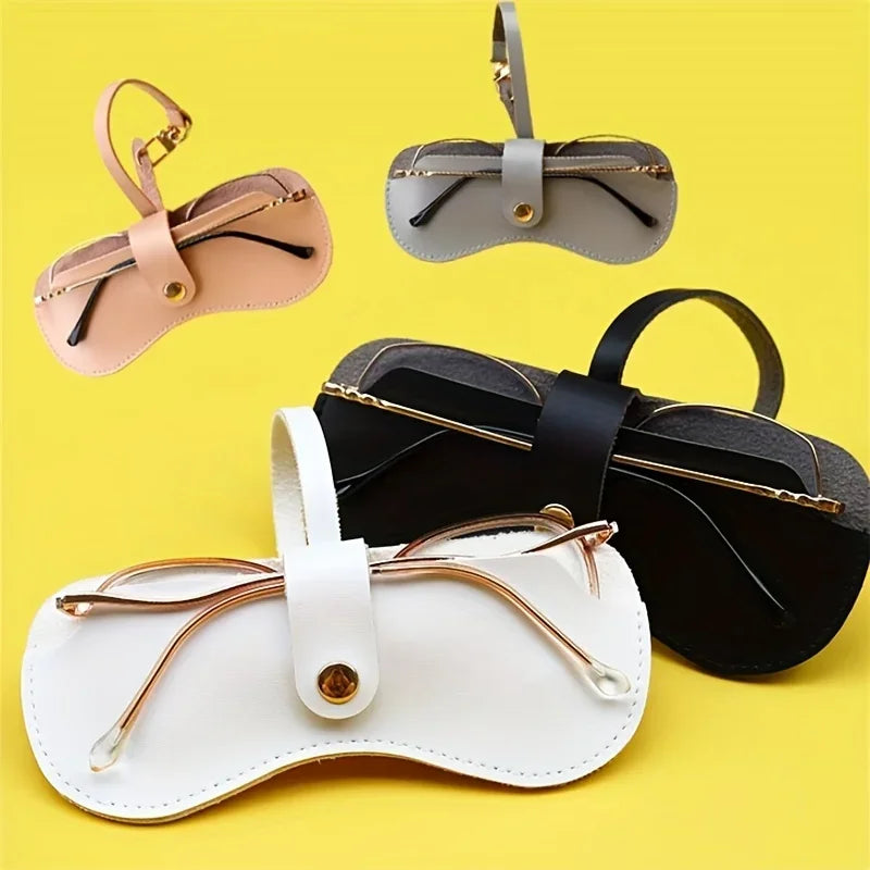 Soft Leather Sunglasses Bag- Leather Glasses Case Holder Portable Slim Sunglasses Pouch Eyeglass Case