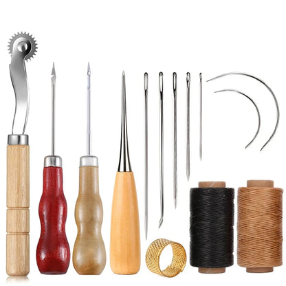 [Leather Working Kit] Leather Sewing Kit ，Large eye needle , Waxed Thread, Leather Upholstery Repair Kit, Leather Working Tools