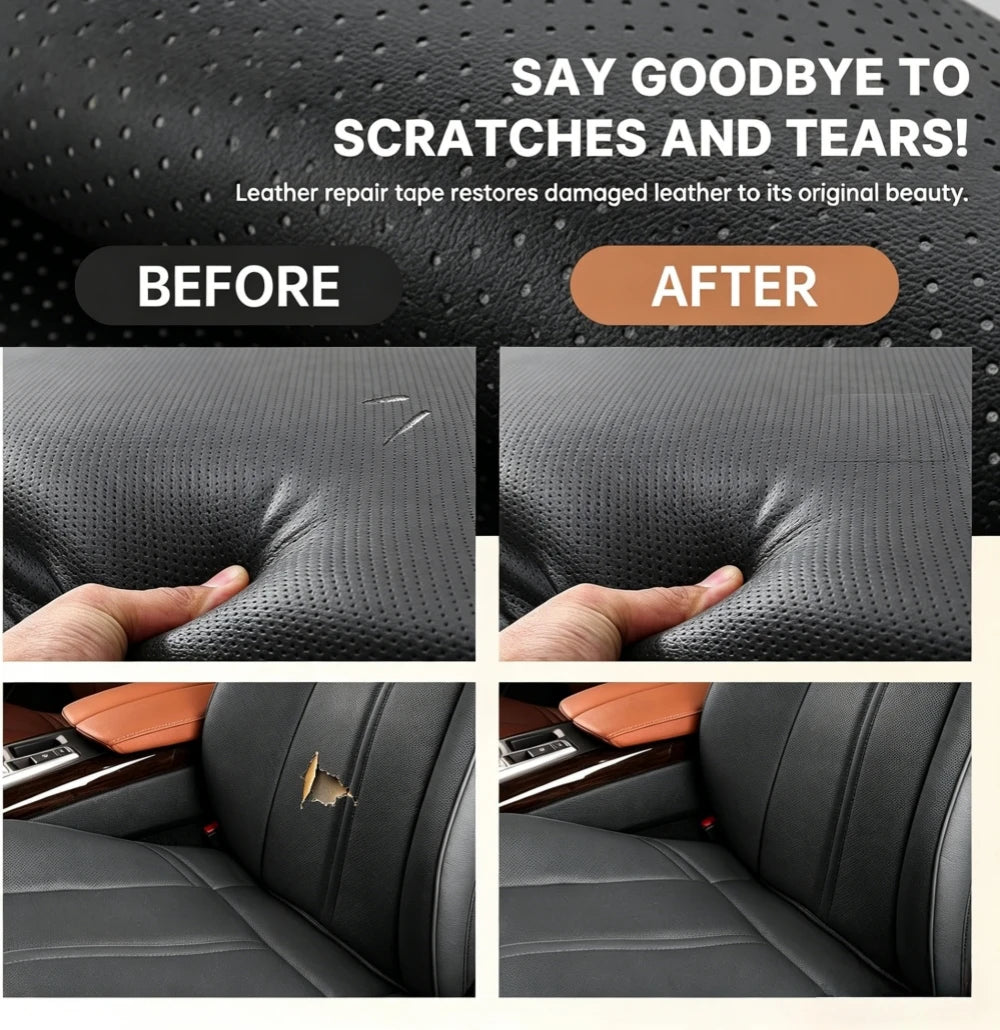 Self-Adhesive Perforated Leather Repair Patch, 0.8mm Thick Breathable Faux Leather Sheets for Car Seat Sofa Furniture Repair