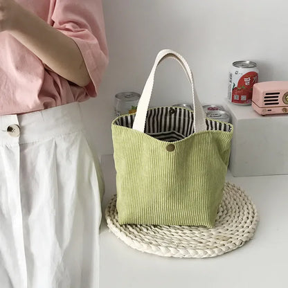 Bags for Women Corduroy HandBags Reusable Lunch Bags Casual Tote Female Handbag Canvas Tote Bag Dropshipping