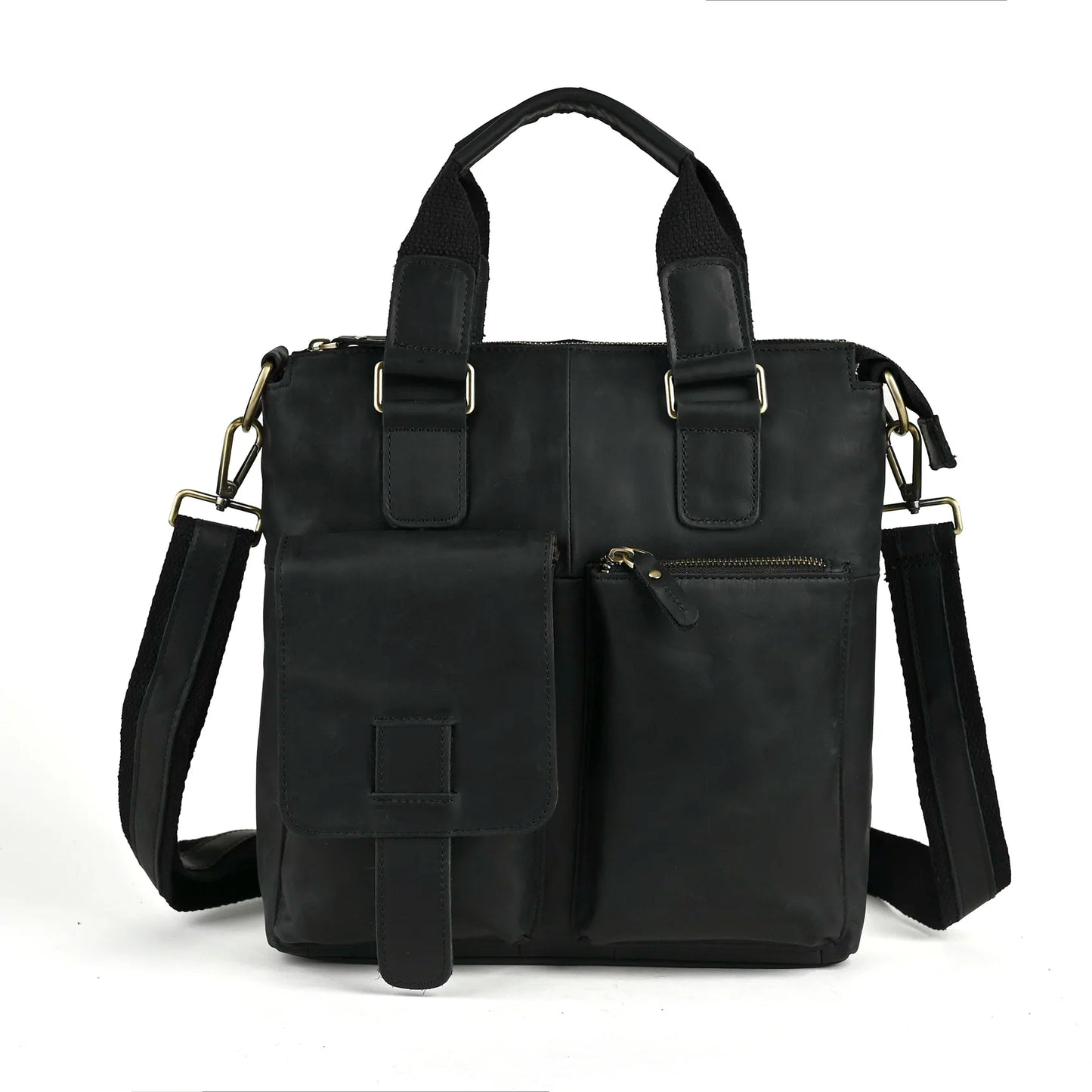 Men Original Leather Retro Designer Business Briefcase Casual 12" Laptop Travel Bag Tote Attache Messenger Bag Portfolio B259