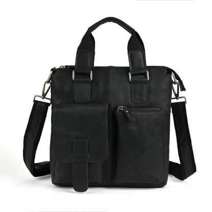 Men Original Leather Retro Designer Business Briefcase Casual 12" Laptop Travel Bag Tote Attache Messenger Bag Portfolio B259
