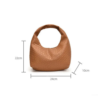 Women Classic Handbags for Women Fashion Woven Embossed Soft PU Leather Small Top Handle Shoulder Bag, Casual Daily Use Tote Bag