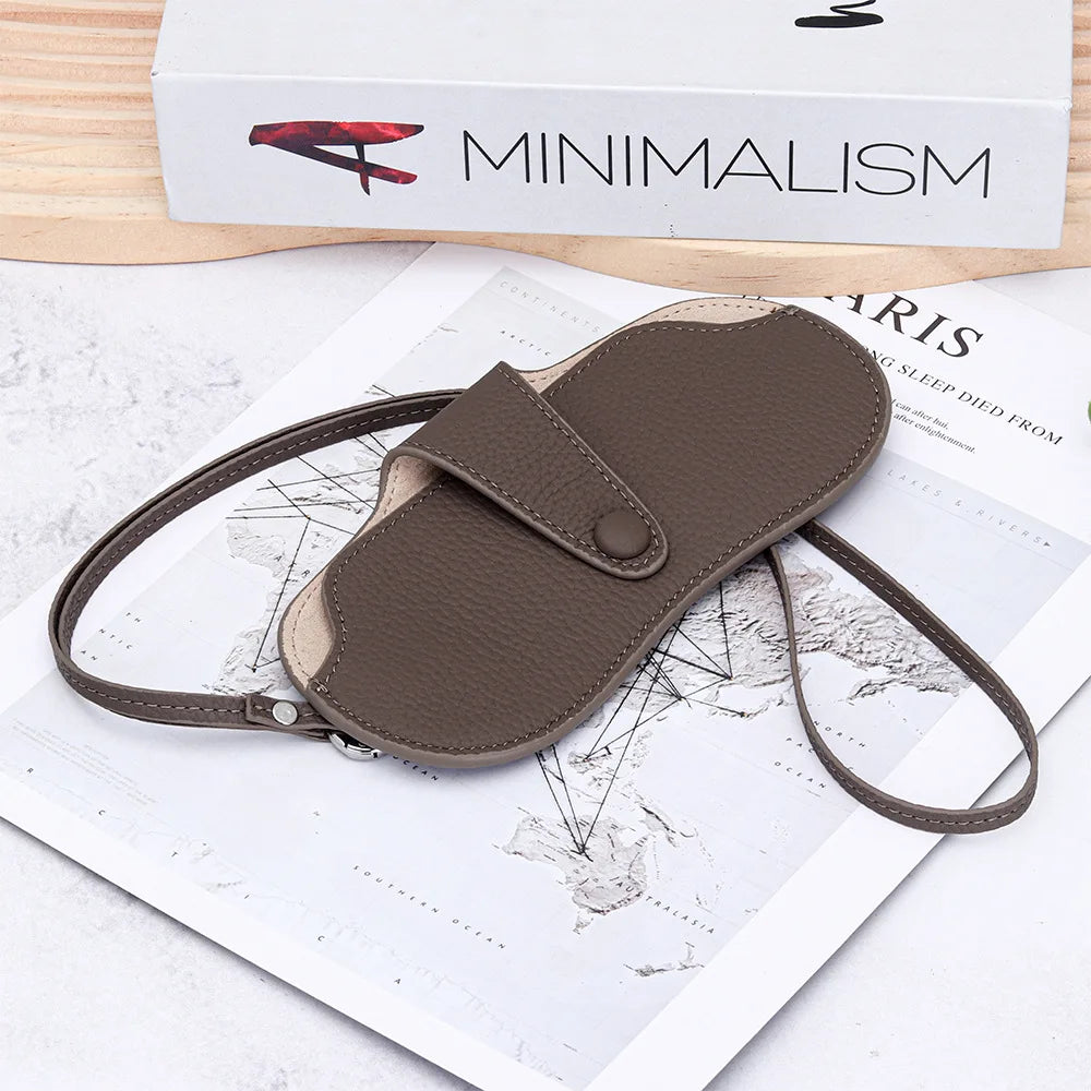 Leather Sunglass Case, Glasses Cases Holder, Portable Soft Leather Sunglasses Bag, Slim Eyeglasses Pouch Men Women with Lanyard