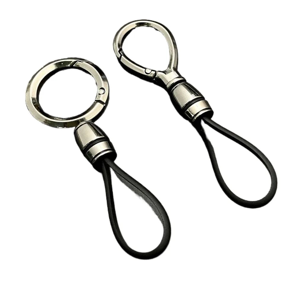 Leather Ropes Car Pendant Keyring Simple Hanging Car Men Women  Personalized Keychain Buckle Stainless Charm Accessories