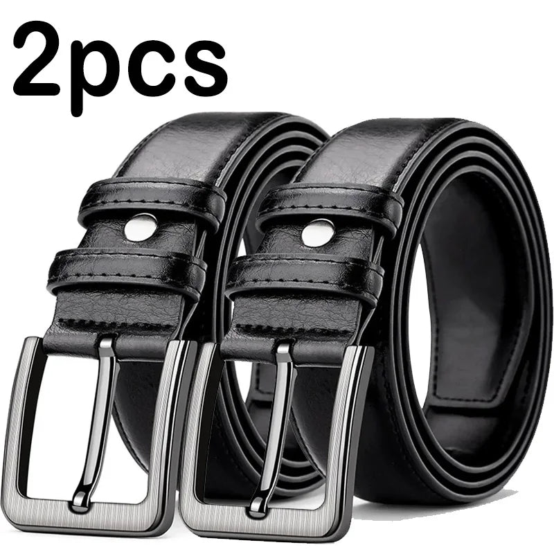 2pcs High Quality PU Leather Men's Belt, Casual and Business Needle Buckle Belts, Masculine Design, Fashion Novelty Waistband