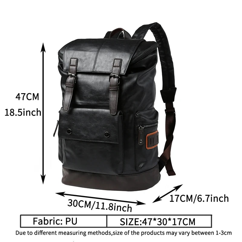 Men's Large Leather Antitheft Travel Backpack Laptop Bags Men Black Pu Bagpack Boy Big Capacity School Male Business 가방 mochilas