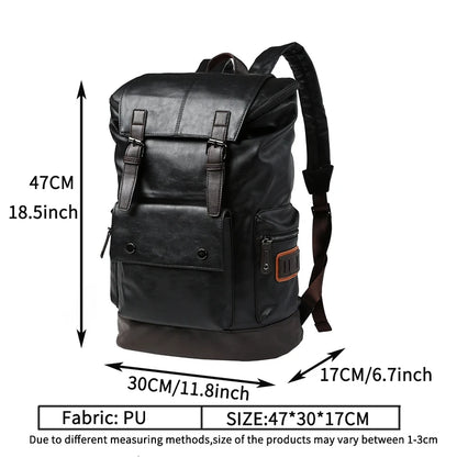 Men's Large Leather Antitheft Travel Backpack Laptop Bags Men Black Pu Bagpack Boy Big Capacity School Male Business 가방 mochilas