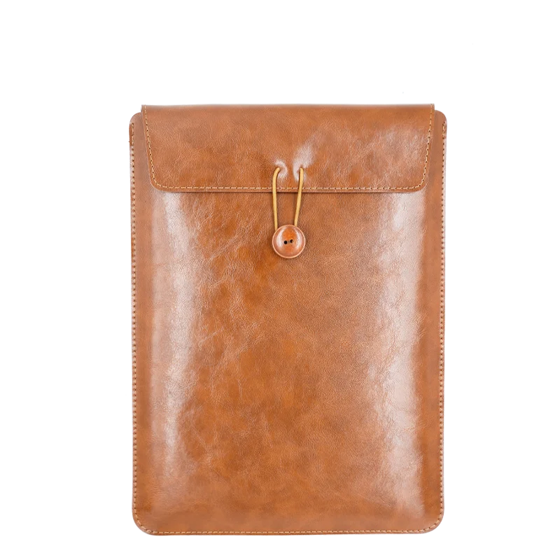 Ultra Lightweight And Soft PU Leather Retro 13/14/15/16 Inch Laptop Bag With Non-magnetic Buttons Suitable For MacBook Air Pro