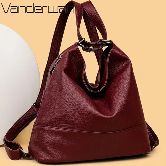 Top Quality Leather Backpack Women Bagpack Female Large Capacityf or Commute Travel School Backpack Shoulder Bags for Women Sac