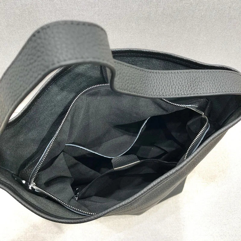 Genuine leather luxury women's bag large capacity commuting Tote bag high-quality  cowhide bucket bag one shoulder handbag