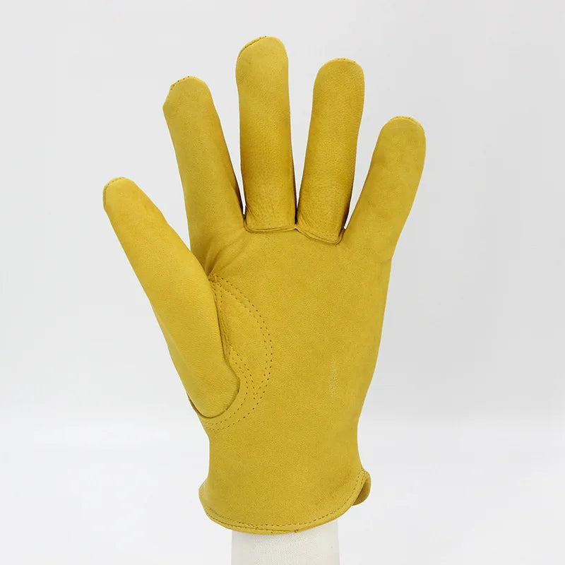 Leather Work Gloves Tear-Resistant Sheepskin Driver Labor Safety Gloves Home Garden Carrying Gloves Hands Protection