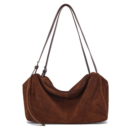 Women's Natural Nuede Genuine Leather Handbags Ladies large capacity Tote Bag Female Design Luxury Commuting Yoga Bag  hobo bag
