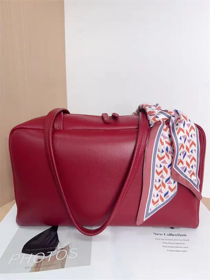Handbags Shoulder Bag Women Female Sheepskin Bowling Bag Convenience for Commuting Single-shoulder Underarm Bag Leather Material