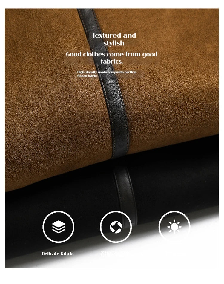 New Men's Suede Leather Jacket Winter Coat Jacket for Men Retro Windproof Motorcycle Jacket Men's Fashion Winter Leather Jacket