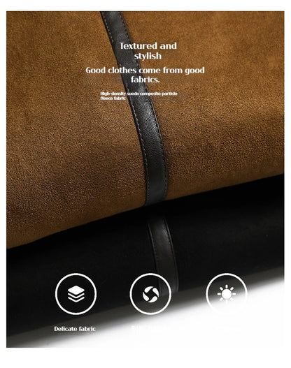 New Men's Suede Leather Jacket Winter Coat Jacket for Men Retro Windproof Motorcycle Jacket Men's Fashion Winter Leather Jacket