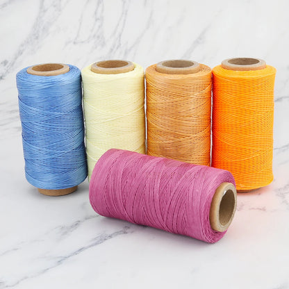 150D 0.8MM Flat Waxed Sewing Thread 260Meters Waxed Thread For Leather Waxed Cord For Leather Craft Hand Stitching Thread