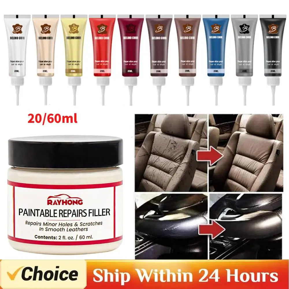 20/60ml Leather Filling Paste Natural Leather Filler Repair Compound Leather Restoration Cream For Tears Crack Burns Holes Fille