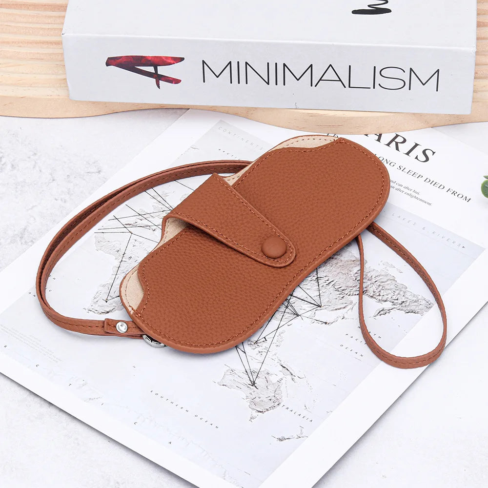 Leather Sunglass Case, Glasses Cases Holder, Portable Soft Leather Sunglasses Bag, Slim Eyeglasses Pouch Men Women with Lanyard