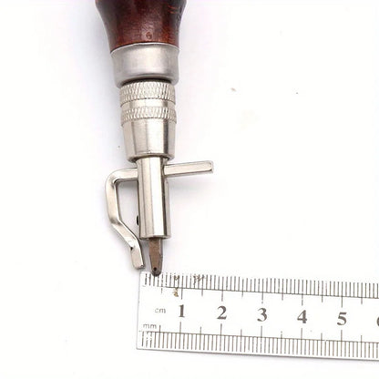7-in-1 Leather Edge Trimmer Tool with Wooden Handle Faux Leather Craft Edge Press Kit for Stitching Grooving and Carving Leather