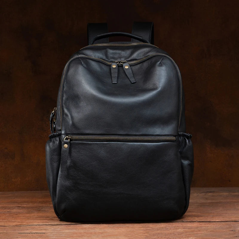 Leather Women's Outdoor Travel Backpack Vintage Large Capacity School Backpack Men's Satchel Backpack for 15.6-inch Laptop Bag