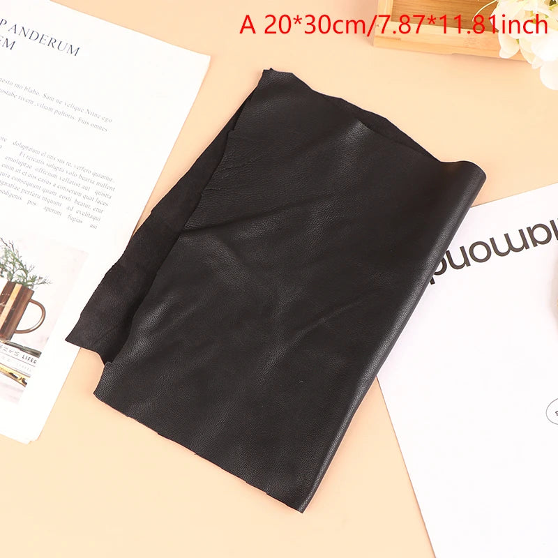 Black Color Soft Genuine Leather Fabric Sheet Real Goat Skin Piece Sewing Leather Material thickness 0.6mm