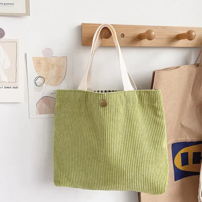 Bags for Women Corduroy HandBags Reusable Lunch Bags Casual Tote Female Handbag Canvas Tote Bag Dropshipping