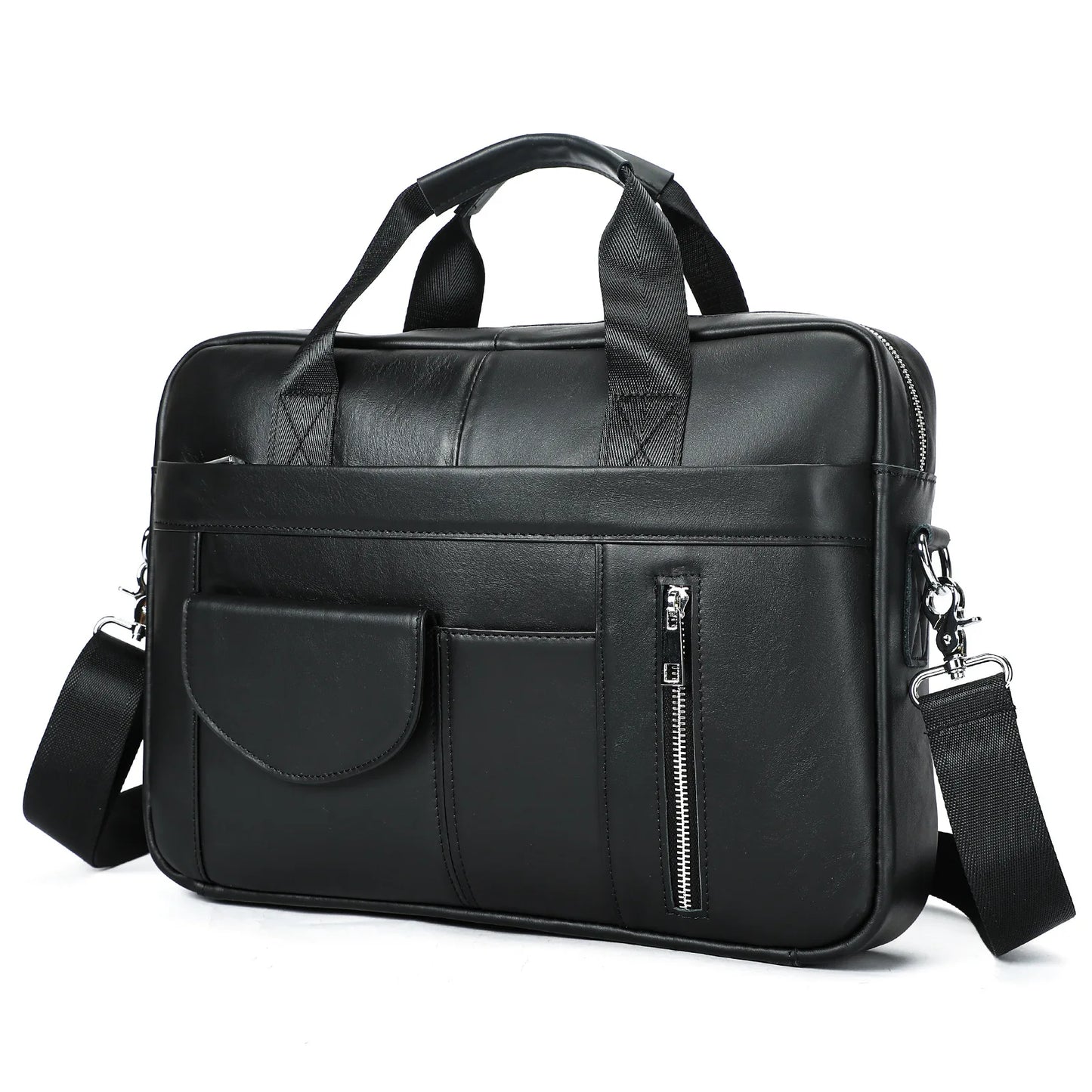 Best-selling business men's genuine leather briefcase with large capacity - 14-inch laptop carrying case - top-grade cowhide bag