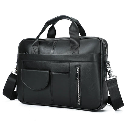 Best-selling business men's genuine leather briefcase with large capacity - 14-inch laptop carrying case - top-grade cowhide bag