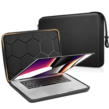 13 14 15.6 inch Laptop Sleeve Bag Shockproof Computer Bag Waterproof EVA Protective Carrying Case Black with Straps