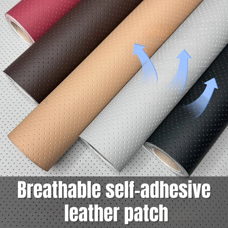 Repair Patch Breathable Perforated Synthetic Leather Tape with Adhesive Backing for Sofa Car Seat Wallets Cuttable Renovation