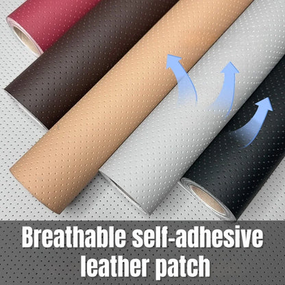 Repair Patch Breathable Perforated Synthetic Leather Tape with Adhesive Backing for Sofa Car Seat Wallets Cuttable Renovation