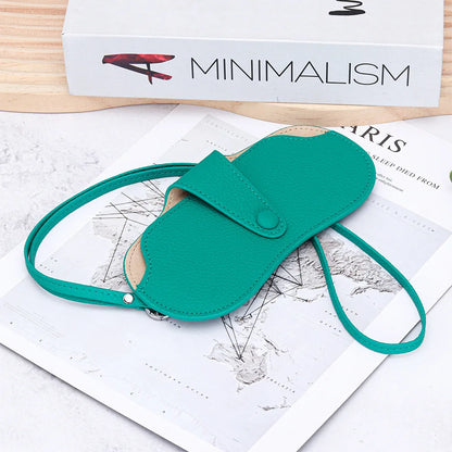 Leather Sunglass Case, Glasses Cases Holder, Portable Soft Leather Sunglasses Bag, Slim Eyeglasses Pouch Men Women with Lanyard