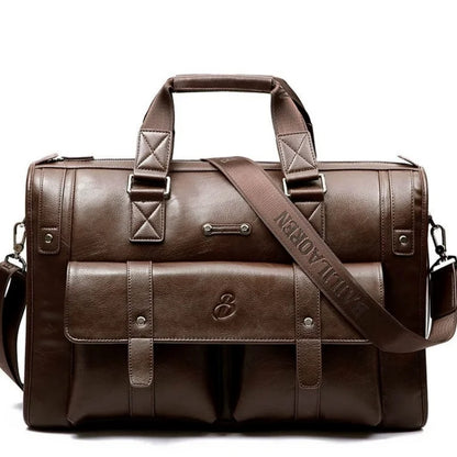 Men Leather Briefcase Large Capacity Business Handbag Messenger Bags Male Vintage Shoulder Bag Men's 14/15.6 Inch Laptop Bags
