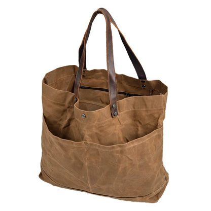 Retro Canvas Leather Men's Shoulder Bag Large Capacity Tote Bag Laptop Bag Artistic Style Casual Single Shoulder Handbag