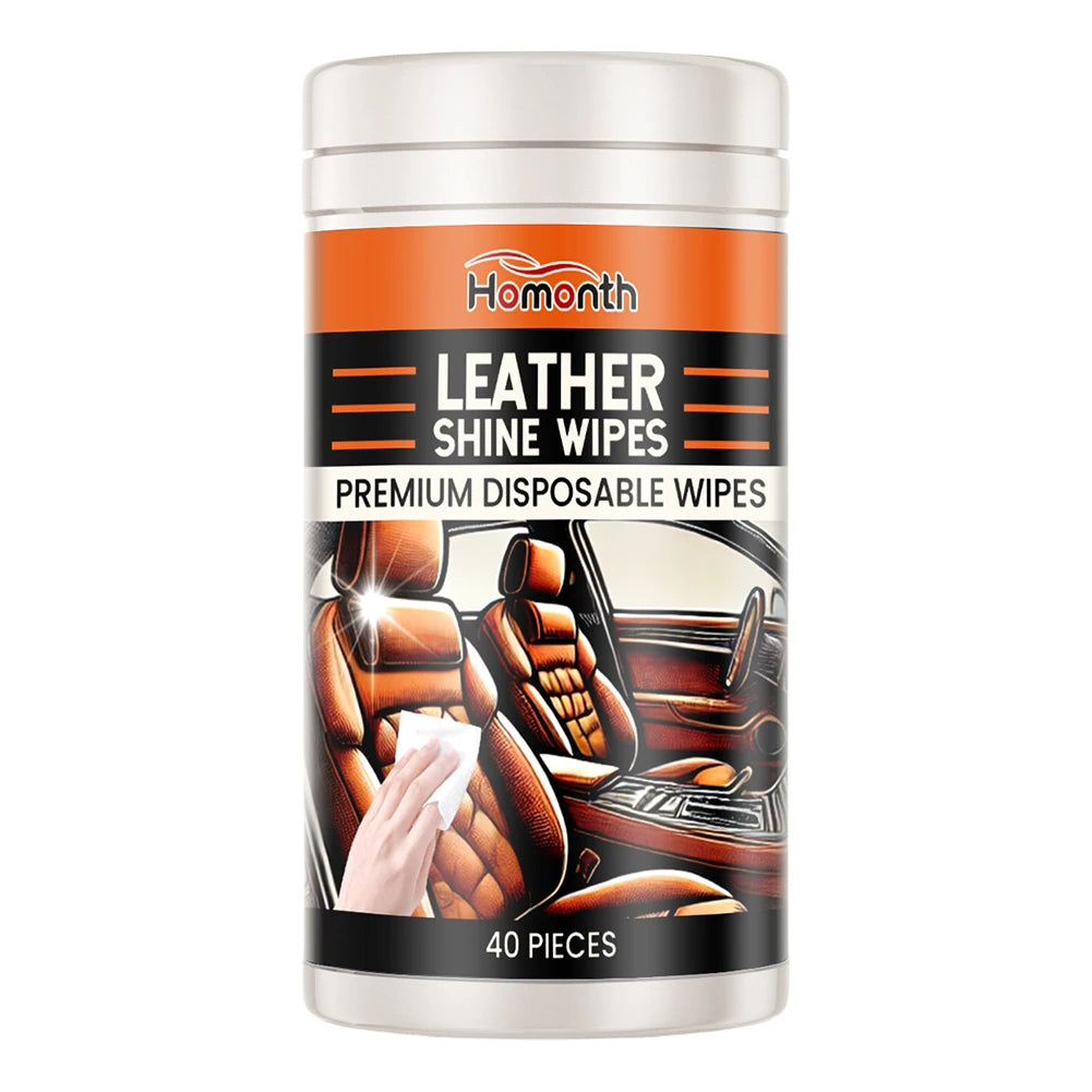 40Pcs Leather Cleaner & Conditioner Wipes Disposable Car Leather Wipes Conditioning Wipes Plastic Leather Restore Polish