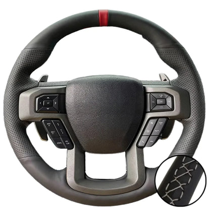 Hand Stitched Microfiber Leather King Ranch Lariat Platinum XL XLT 2015-2017 Volant Steering Wheel Cover For Ford F-150