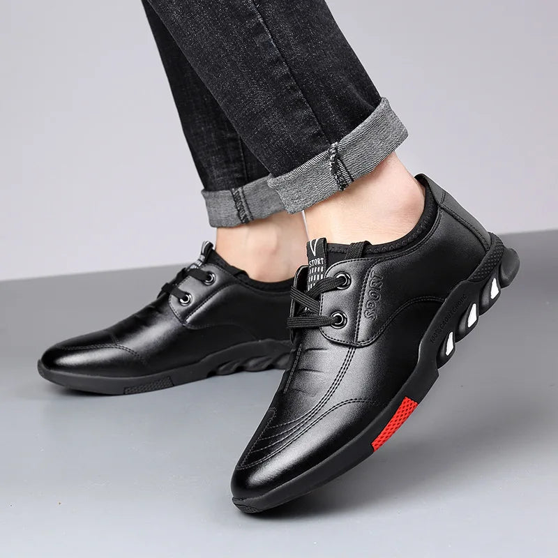 2024 New Leather Shoes Men's Leather Spring Autumn Men's Business Casual Soft-Soled Non-Slip Breathable All-Match Footwear 39-44
