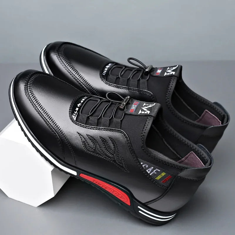 2023 Leather Shoes Men's Breathable Leather Shoes Soft Leather Soft Sole Casual Flat Shoes Men's Business Dress Casual Shoes