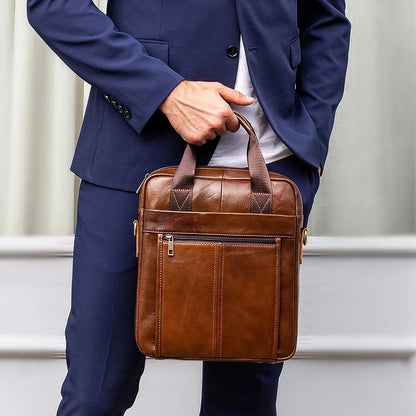 Men's Shoulder Bags Genuine Leather Crossbody Messenger Bag for 13.3 Inch Laptop Briefcase Leather Man Handbags 8577