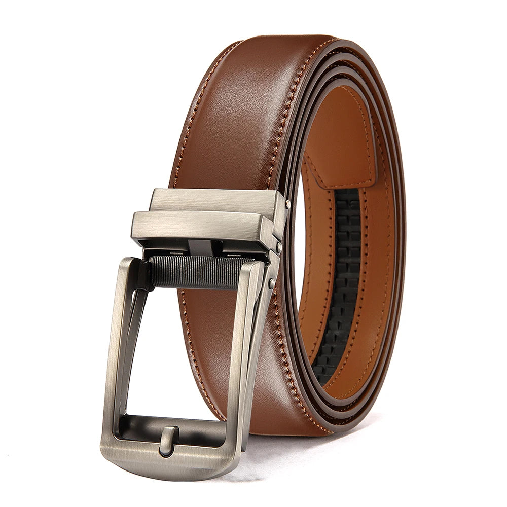 Men's Leather Belts Fashion Automatic Buckle PU Male Belts Luxury Business Designer Black Brown 115 125 135cm